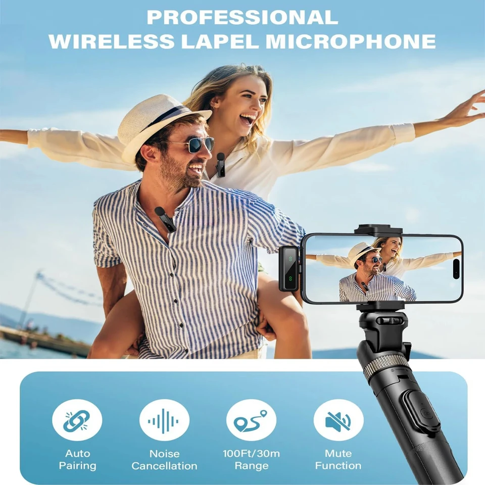 Micrófono inalámbrico de solapa con batería recargable de 80mAh para podcasts, streaming y vlogs, plug & play 6