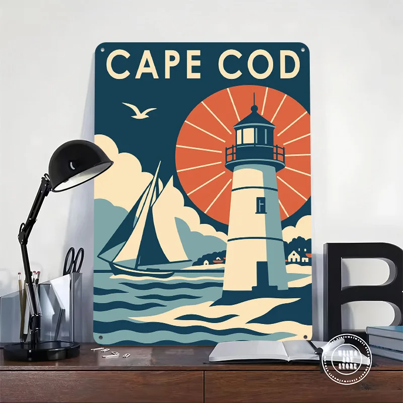 Cape Cod Travel Personalized 3D Textured Metal Poster Wall Art Vintage Tin Signs for Bedroom Decoration Room Decorating Interior