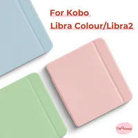 Twosheep Funda de 7 pulgadas para Kobo Libra Color y Kobo Libra2 Acrílico Magnético Flip Auto Sleep Cover Macaron Color sólido