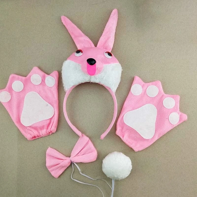 Easter Bunnies Costume Accessories Ear Headband,Tail Halloween Cosplay Props