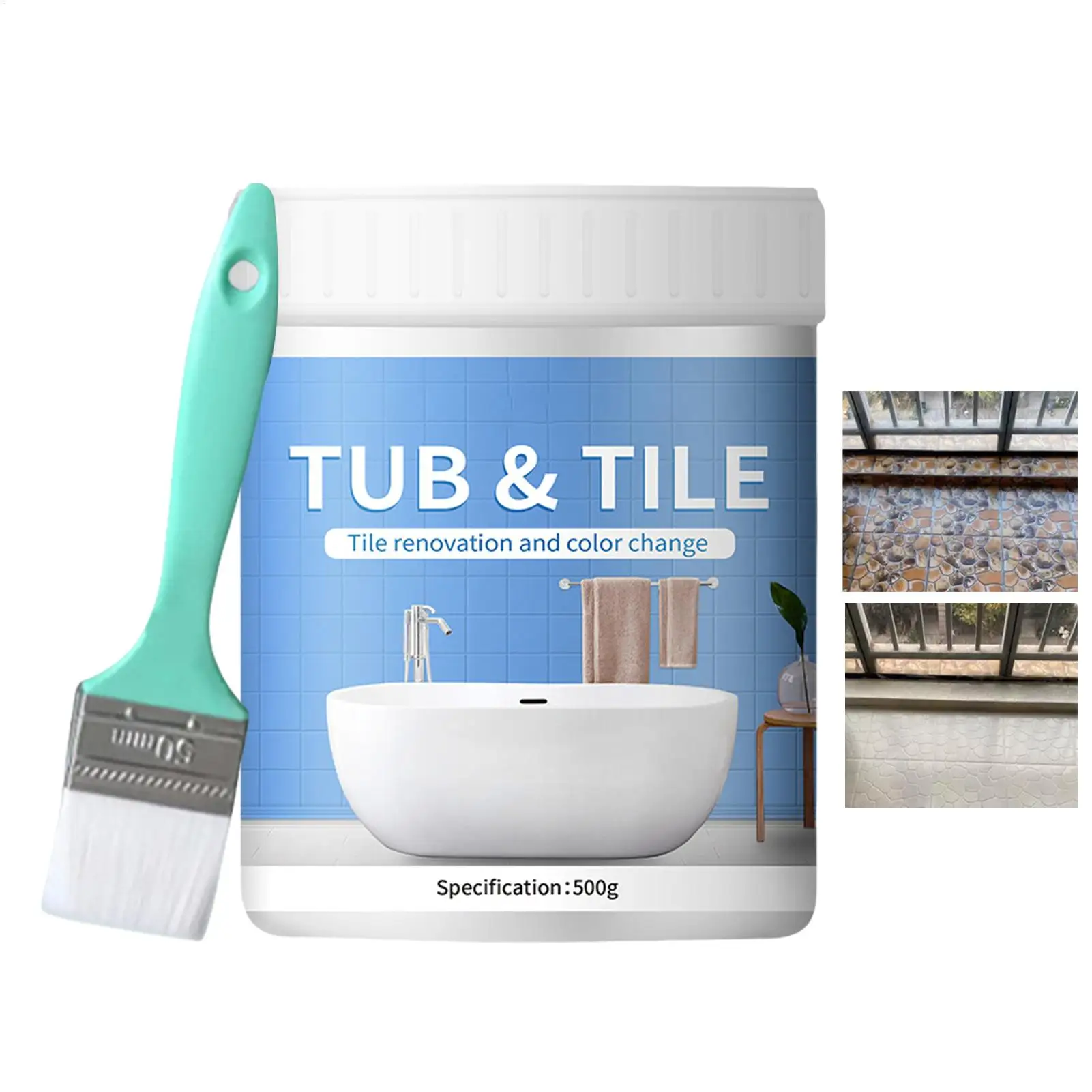 Bathroom Tile Paint Kit 500g Water Baseds Quick-Dry Bath Refinishing Kit Bathtub Cover-up Kit White Water Baseds for Bathroom