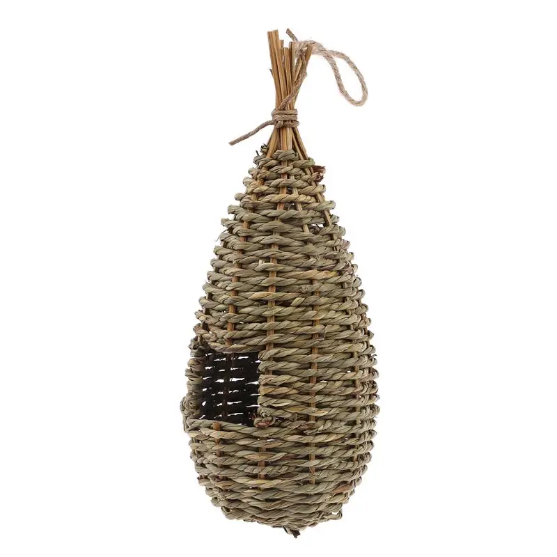 Hanging Bird House Natural Fiber Finch Bird Nest Hut Outdoor Cage Shelter Hideaway