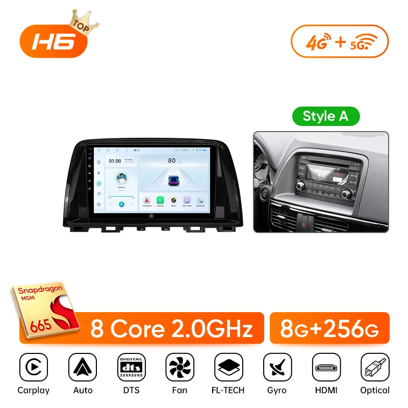 Ainavi autoradio voor Mazda CX5 CX-5 2012 2013 2014 2015 draadloze Carplay Android Auto stereo multimediaspeler WiFi 4G 2 Din