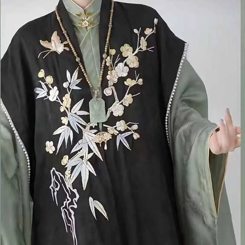 Plus Size 8XL Hanfu For Women 115kg Ancient Chinese Vintage Ming Dynasty Embroidered Black Long Coat BHorse Face Skirt Yellow view 6