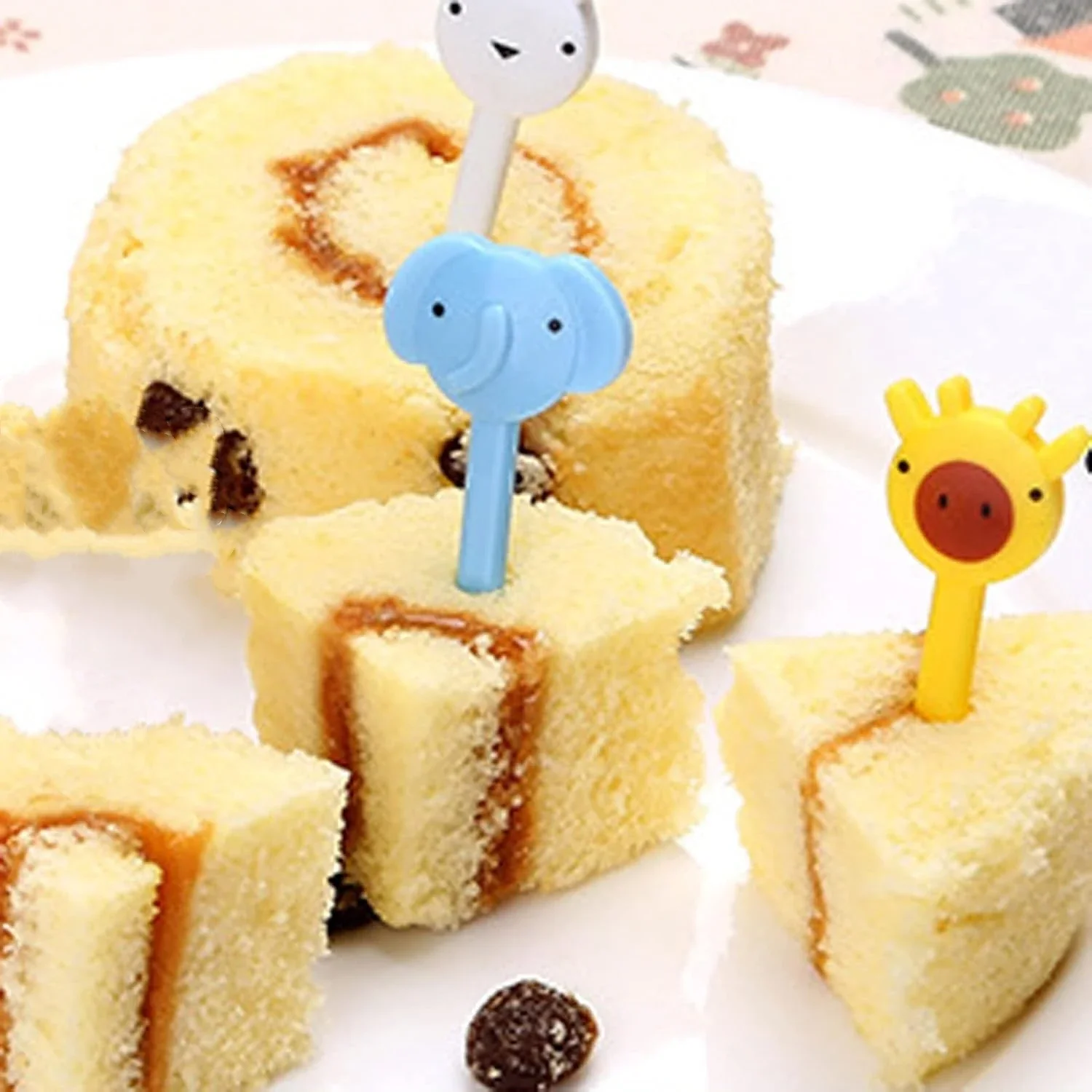 40pcs home cartoon fruit fork Creative cute plastic fruit fork set bento tag party fruit cake fork image 5