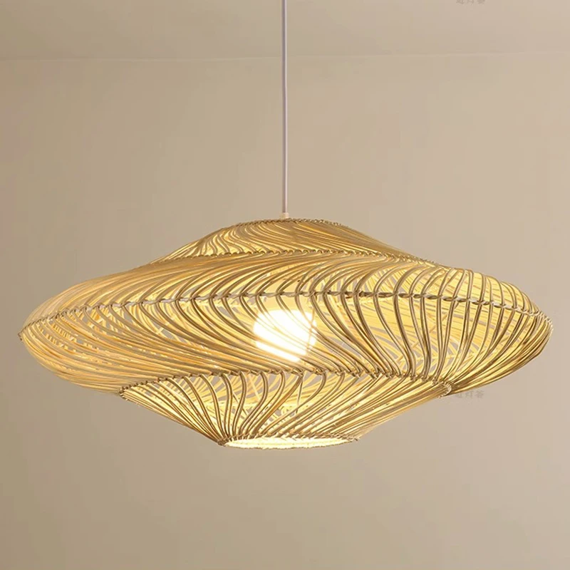 

2023 New Creative Rattan Hand-knitted Pendant Lights Dining Room/Kitchen Chandelier Home Decor Bamboo Wicker lampshade