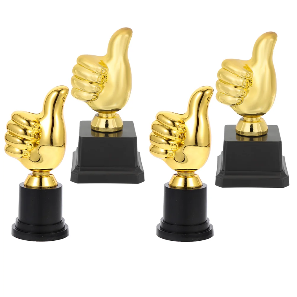 4 Pcs Game Thumb Trophy Model Thumbs up Kids Toys Trophies Golden Plastic Child
