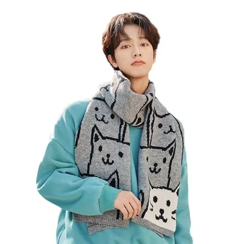 شتاء جديد زوجين وشاح الصوفية محبوك الذكور والإناث طالب وشاح القط لطيف الكرتون تنوعا سماكة