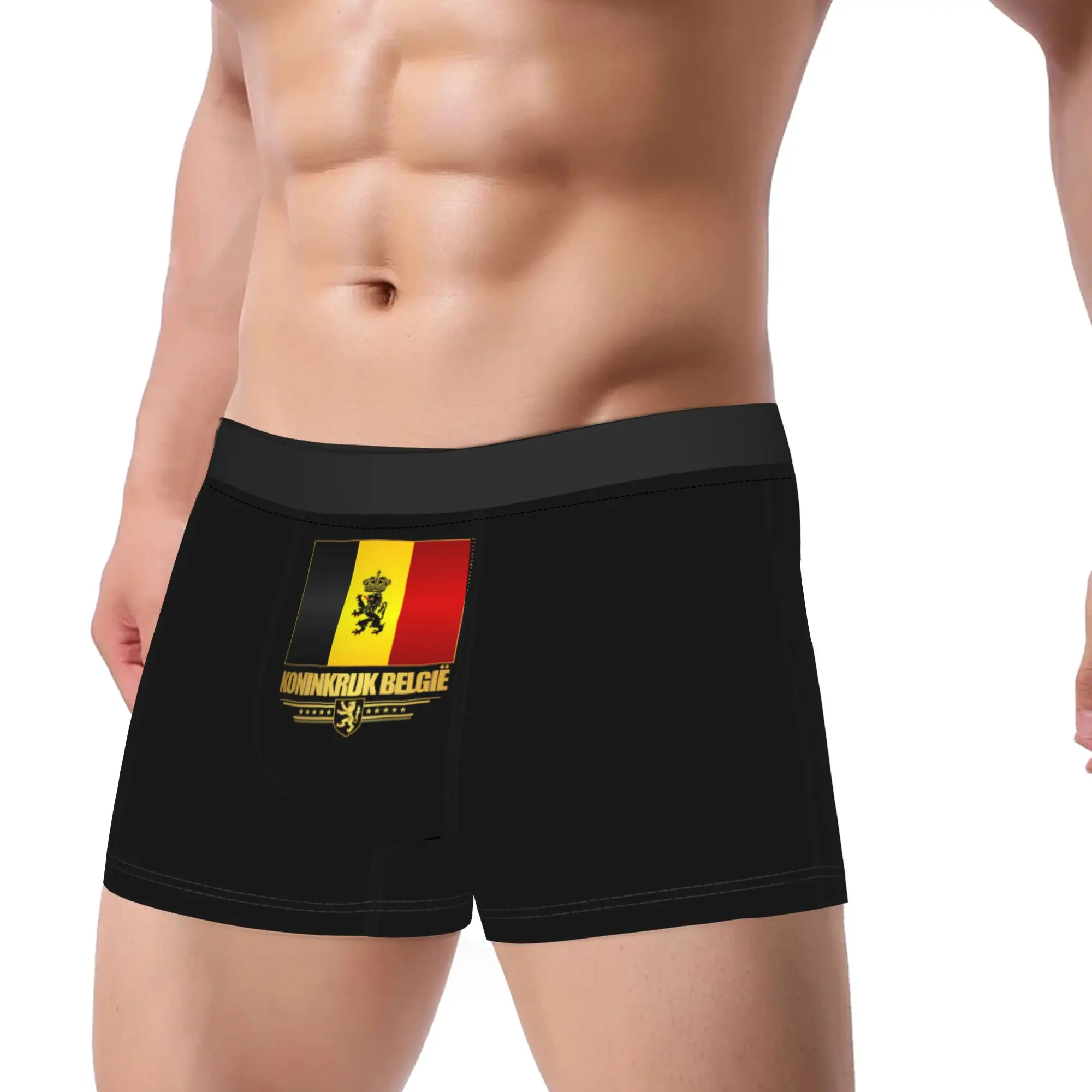 Lion Belgium Flag Underwear  Comfortable Underpants Custom DIY Boxer Brief For Men Pouch Plus Size Trunk