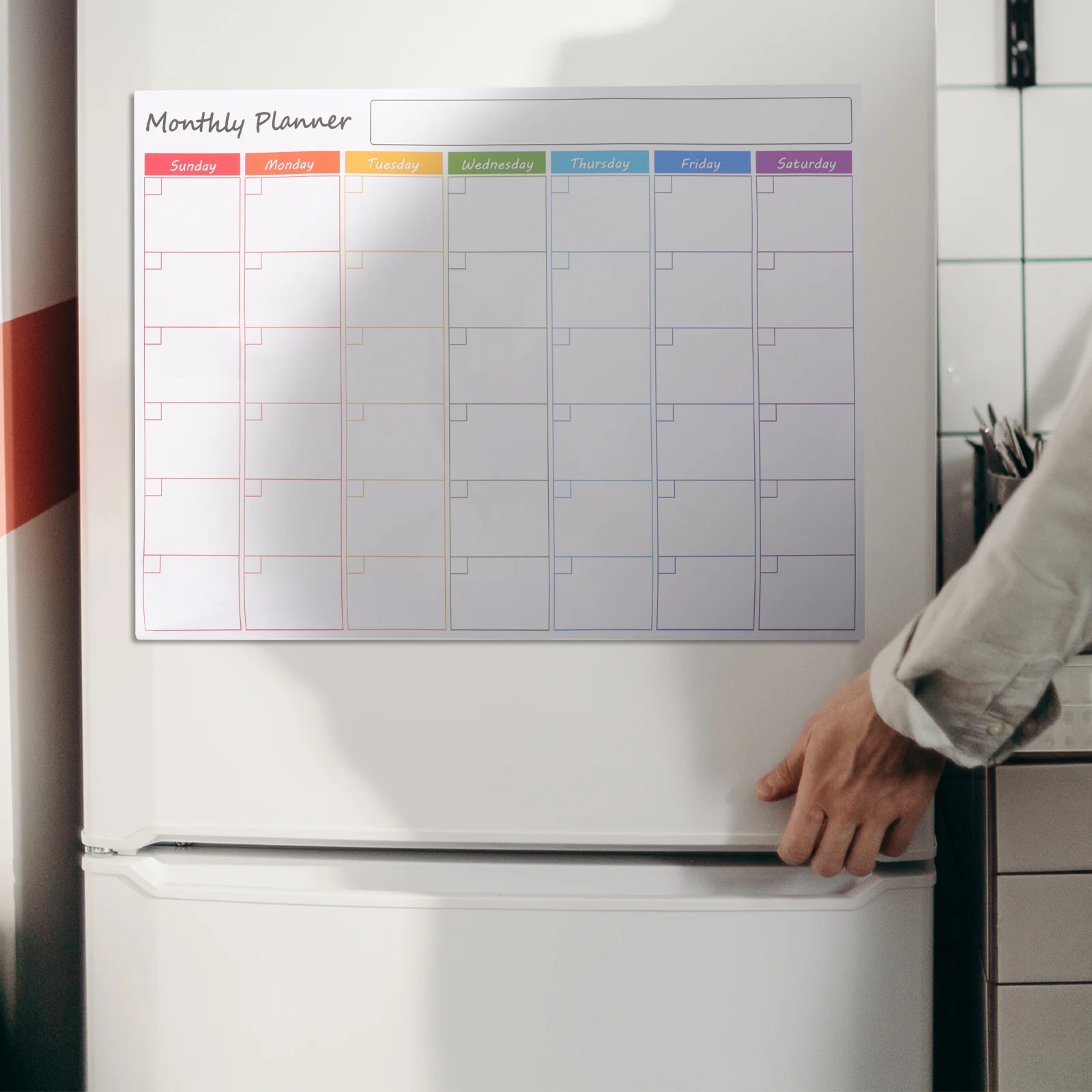 Magnetische, trocken abwischbare Tafel für Kühlschrank, Monatsplaner, Zeitplantafel, Familienkalender, Kühlschrank, magnetisches Whiteboard