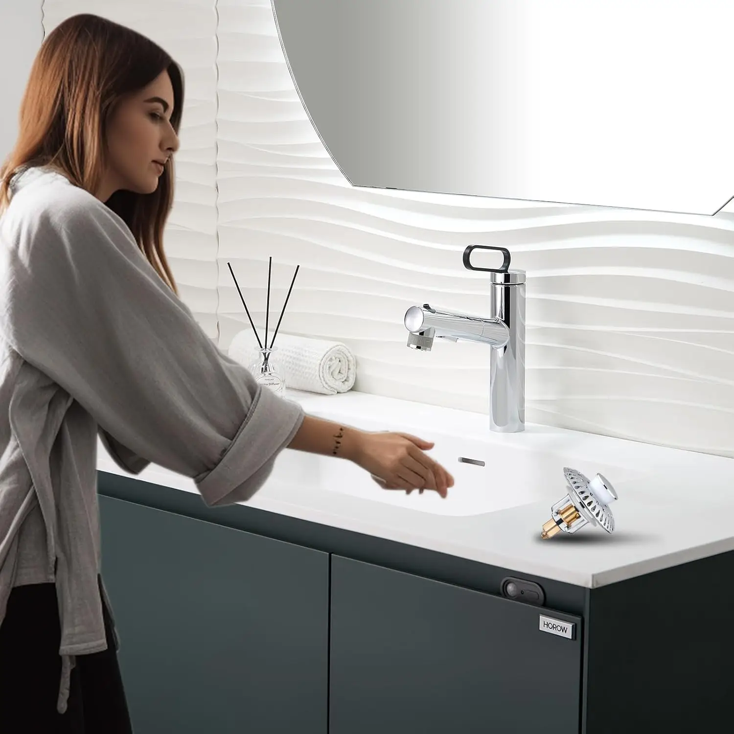 

Stainless Steel Brushed Finish Pop Sink Stopper-2 1 Drain Strainer Hair Catcher 3-Year Warranty For 1.06"-1.65" Bathroom Drains