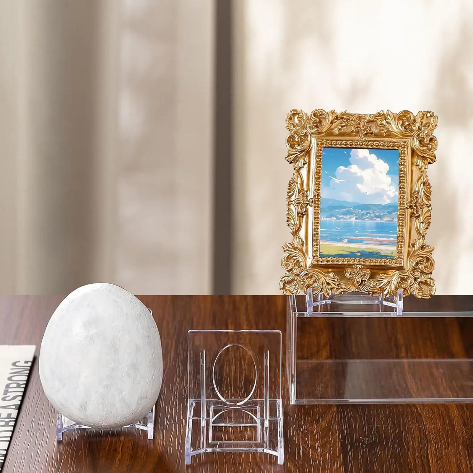 

12pcs Transparent Book Stand Organizer Acrylic Simple Clear Desktop Fixed Bookends Fits Home School Stationery Storage Supplies