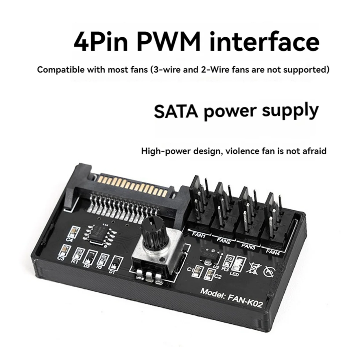 PWM Fan Speed Controller High Power Sata DC Power 4Pin Fan Governor NAS Server Fan Speed Control 4-Way PWM Fan Governor