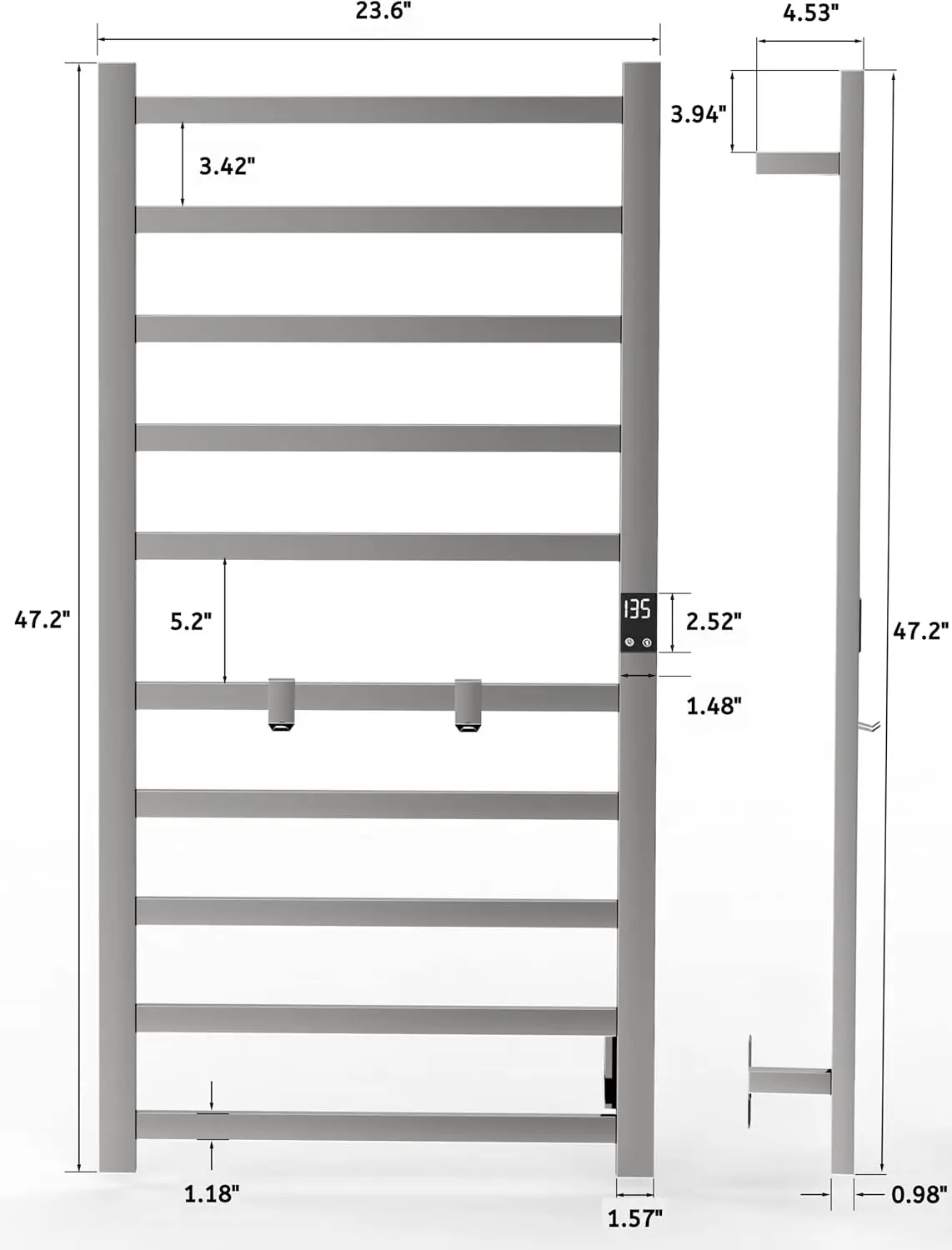 سخان المناشف الكهربائية اللاسلكية الذكية |   تصميم شفرة رفيعة 10 بار |   سلكي ومكونات إضافية |   متوافق مع Alexa وGoogle Home |   مصقول