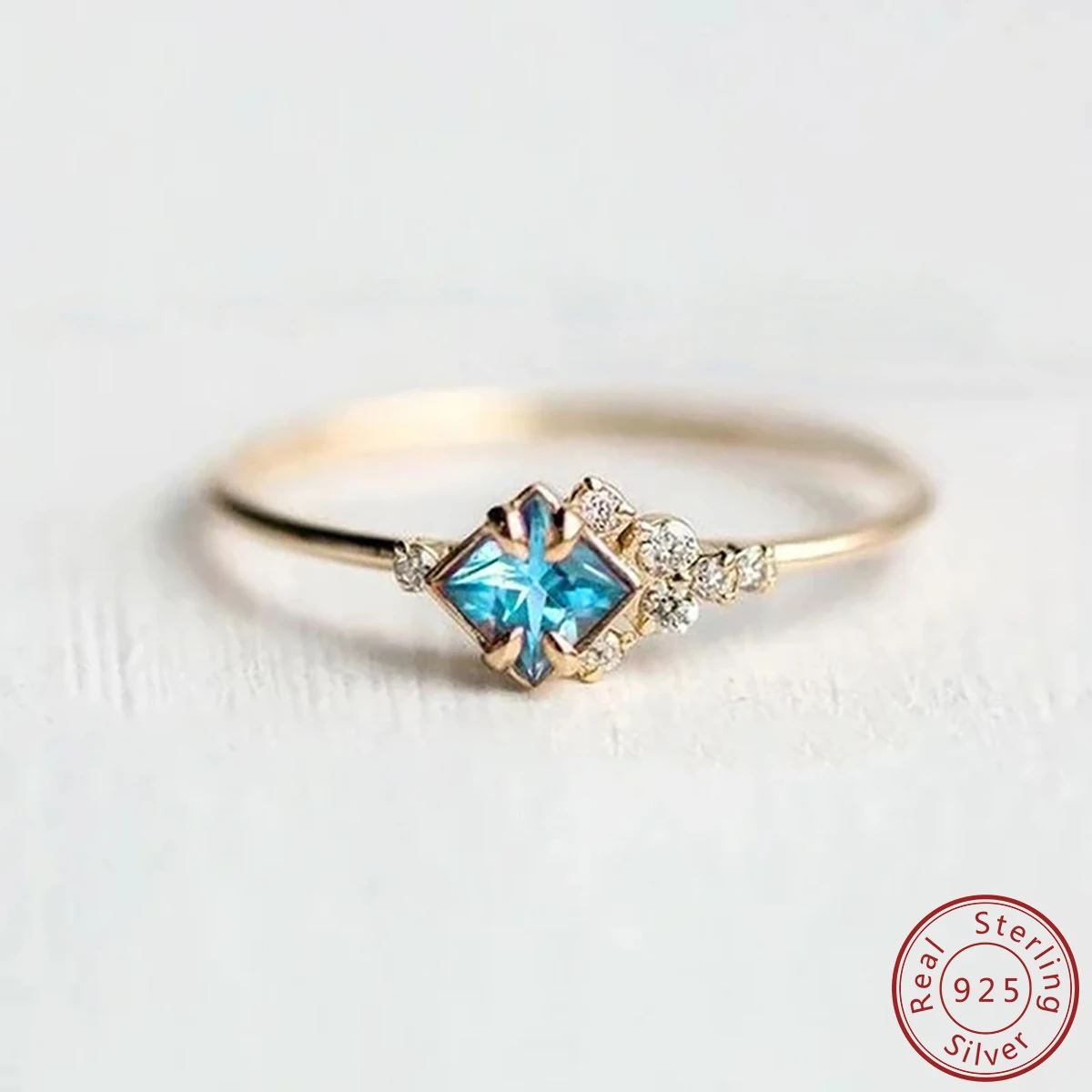 100% 925 Sterling Silver 3 color Champagne Gemstone With Zircon Shaped Fine Rhinestone Gem Ring gold color Jewelry Sapphire Ring