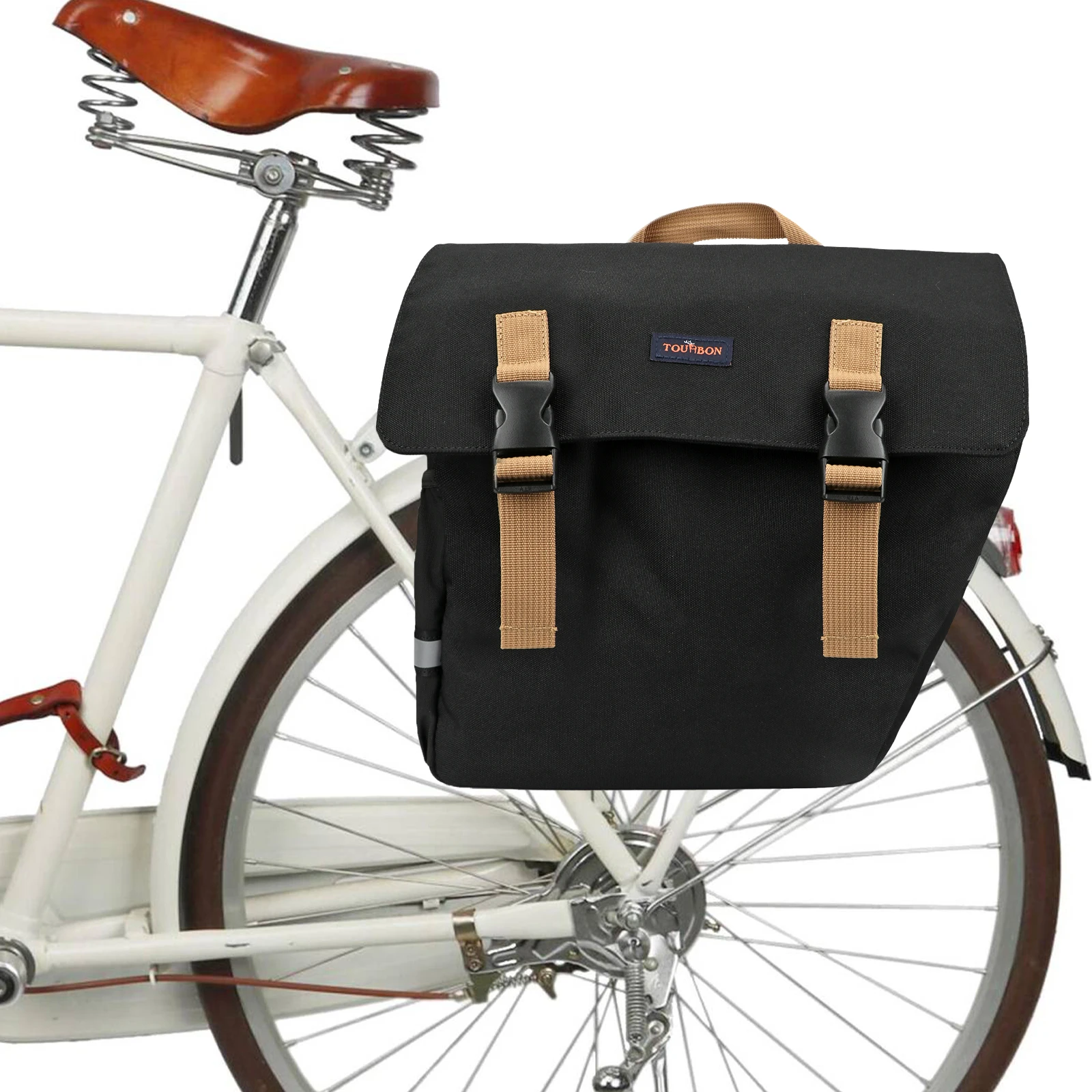 

Tourbon Bike Double Panniers Rear Rack Bag Motorcycle Trunk Pack Storage Twins Carrier Waterproof for City Commuting Riding