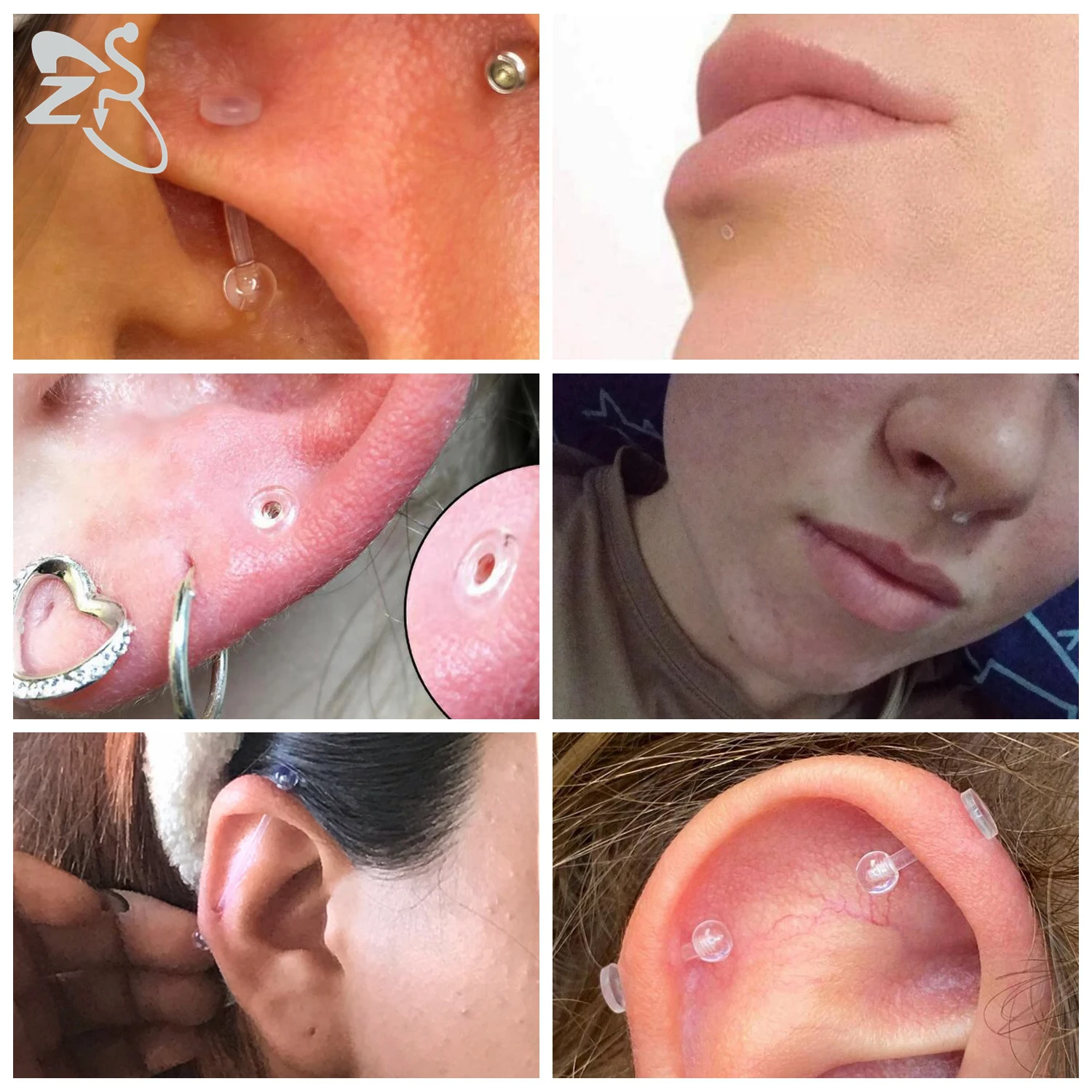 ZS 1 Set Acrylic Barbell Nose Septum Rings Invisible Ear Retainer Helix Rook Belly Piercings Bioflex Men Body Piercing Jewelry