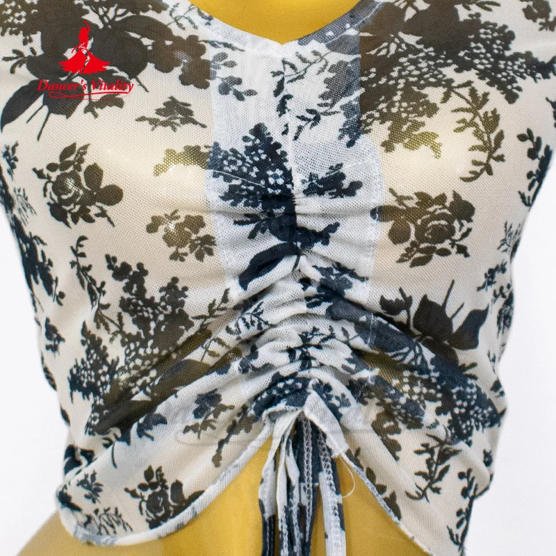 Одежда для занятий танцем живота для женщин, удобный дышащий сетчатый топ для практики, тренировочные топы для восточных танцев