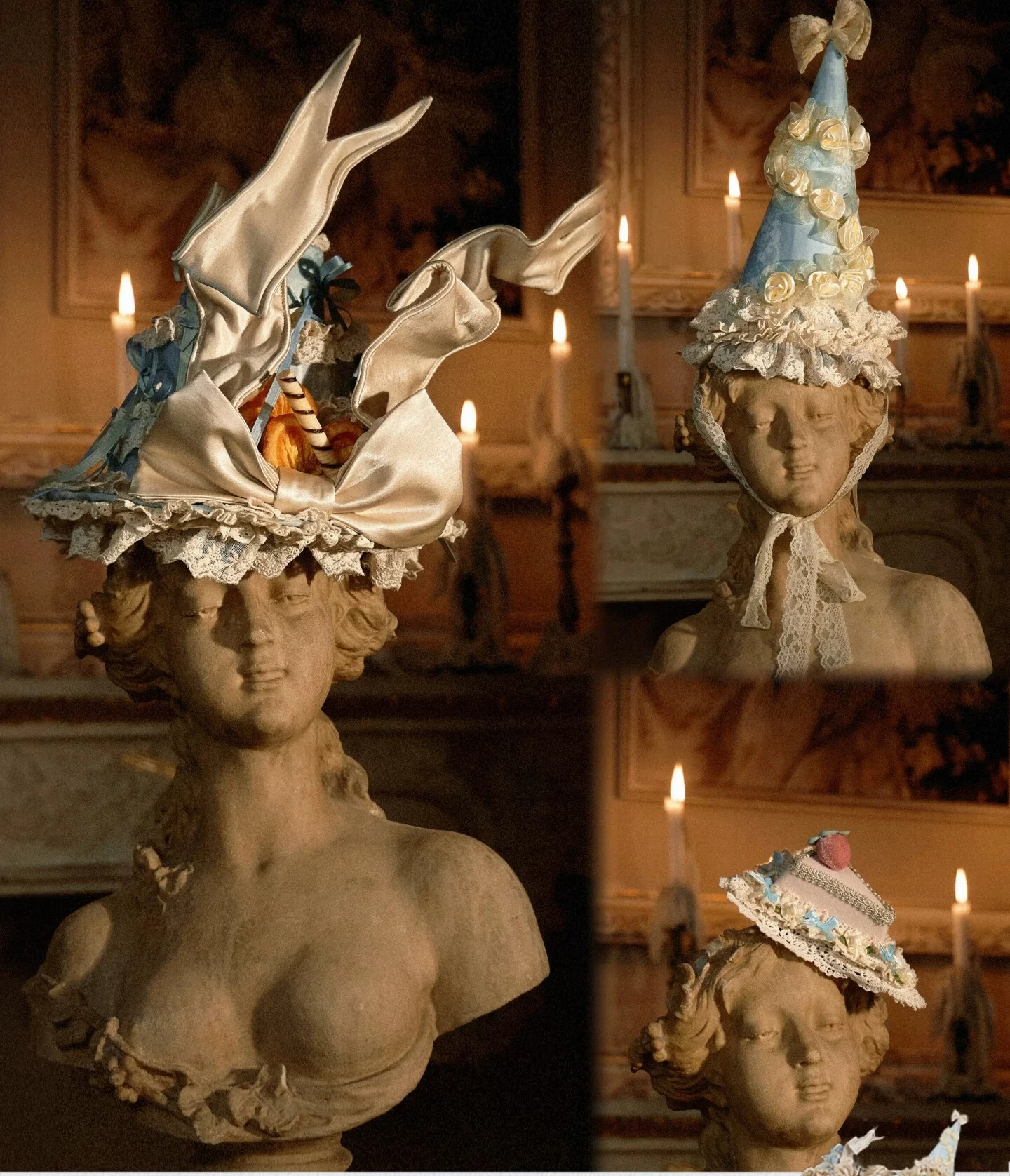 Original Blood Supply French Rococo Retro Cream Heavy Made Novelty Cute Lolita Cake Biscuit Hat Hair Accessories Fedoras