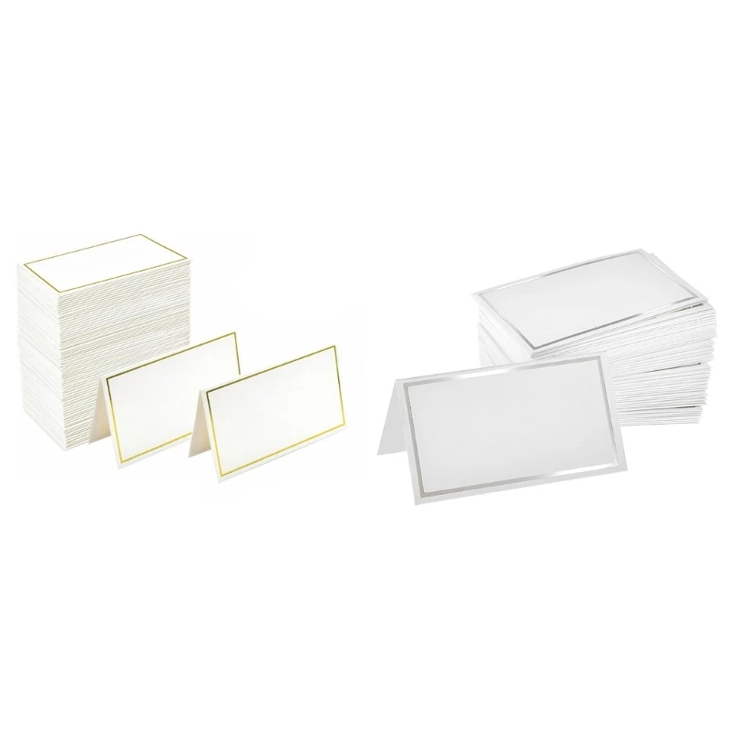 Pack of 50PCS Elegant Gold Bordered Blank Place Cards Name Cards for Weddings, Banquets, Dinners, Parties and Festivals