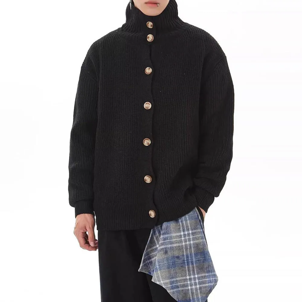 

Men's Solid Color Cardigan Sweater Jacket American Retro Fashion Trend High Street Loose Casual Breathable Niche New Men's Tops