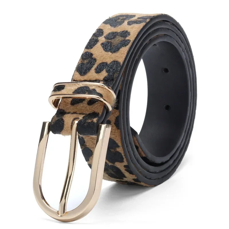 Women Belt Boho Style PU Leopard Print Fashion Luxury Pin Buckle Leather Belt Waistband Dress Coat Jeans Clothes Decorative Belt