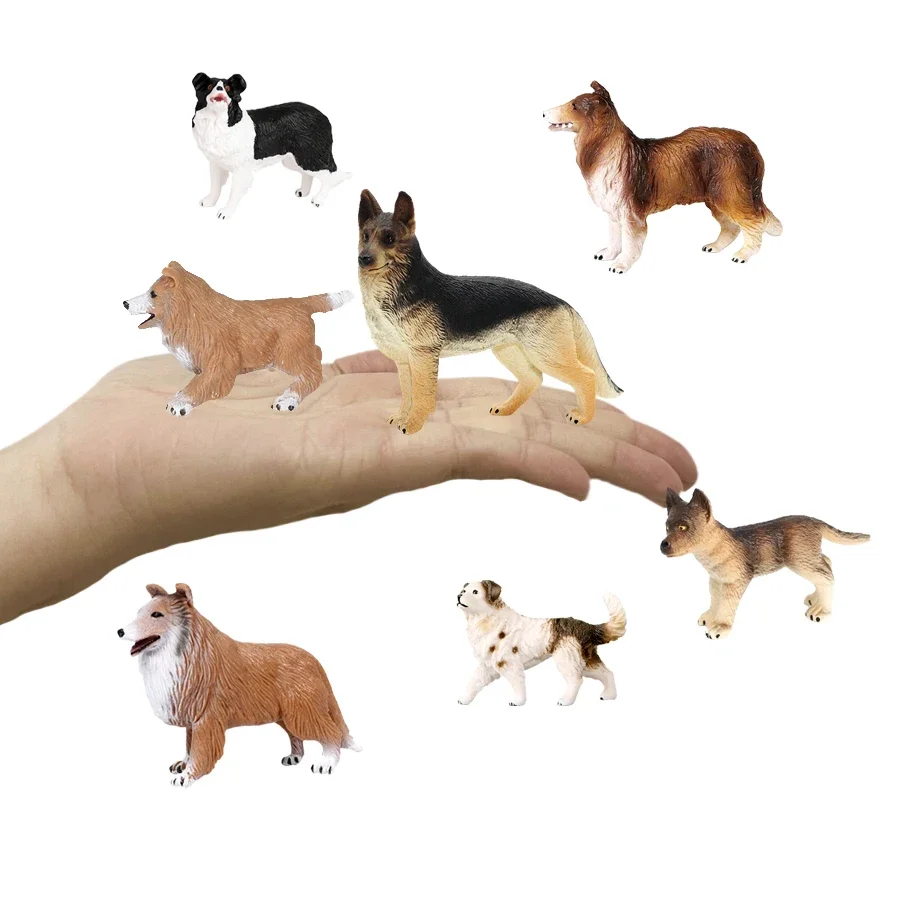 Figurine d'animal en plastique de simulation, chien de compagnie mignon, figurines de Bull Terrier, ensemble de jeu, modèle Collie, décoration de collection, jouets pour enfants, cadeau