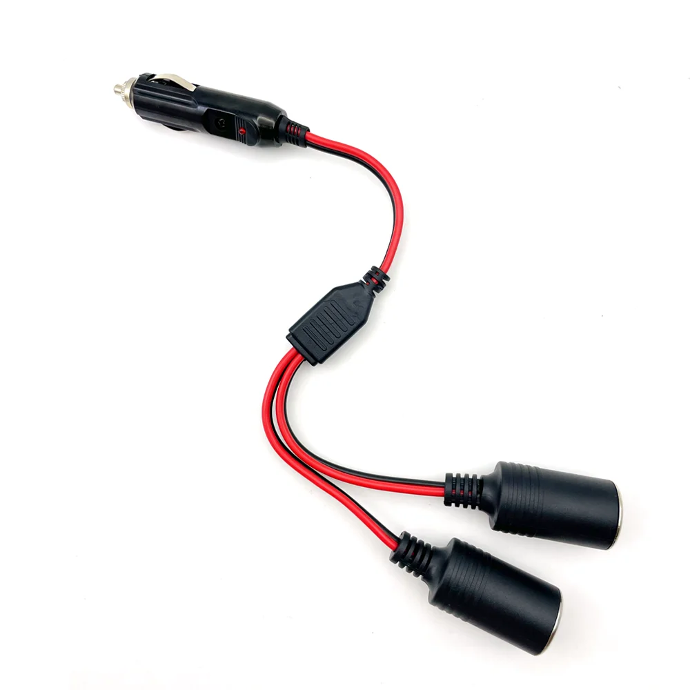 

Автомобильная вилка, разветвитель прикуривателя, разъем порта зарядного устройства, 2-сторонний разветвитель Y, 12-дюймовый автомобильный разъем 16AWG, прикуриватель