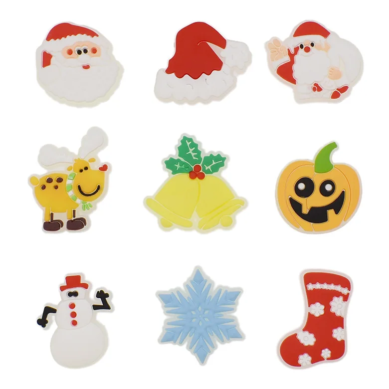 2 stuks gloeiend in donker PVC Kerst sneeuwbloem schoengespen bedels accessoires decoraties voor klomp polsbandjes DIY unisex cadeau