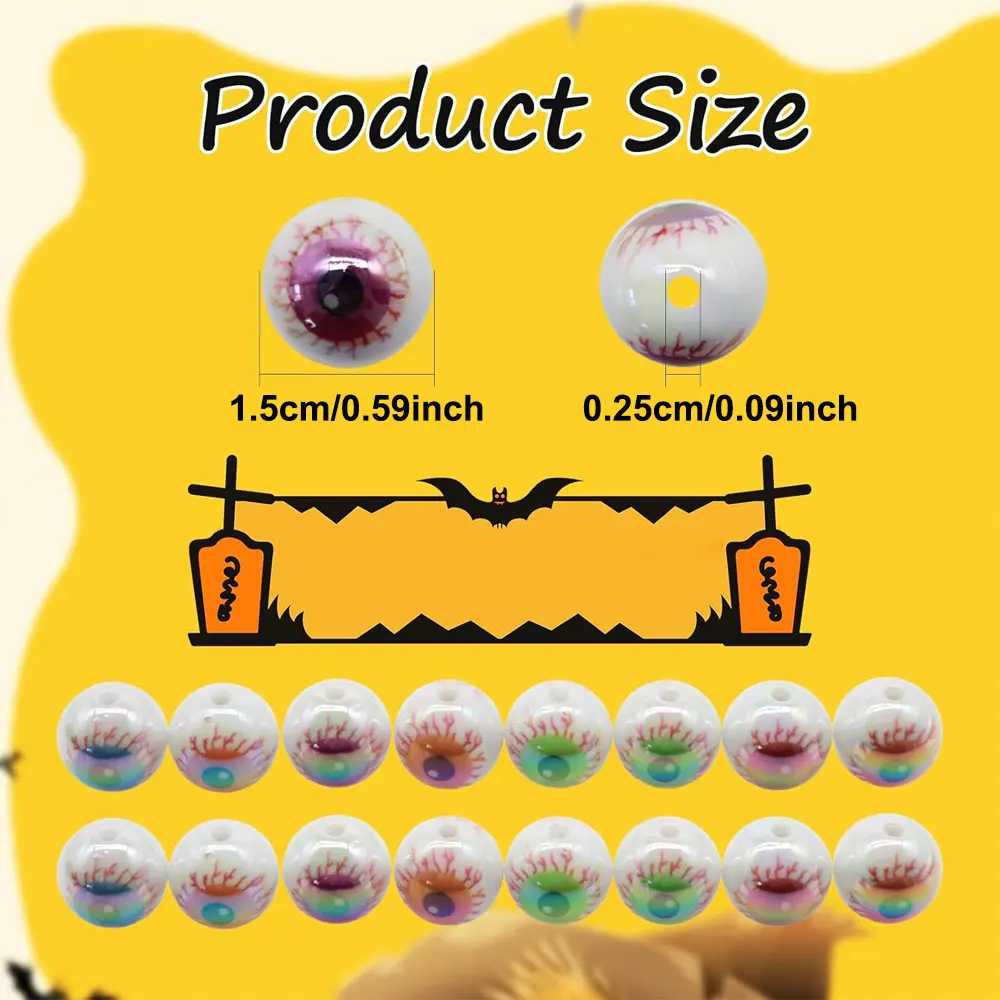 5/10 قطعة قلادة على شكل مقلة العين من الراتنج للهالوين، تستخدم في إكسسوارات تزيين عيد الهالوين وعيد الميلاد وعيد الشكر