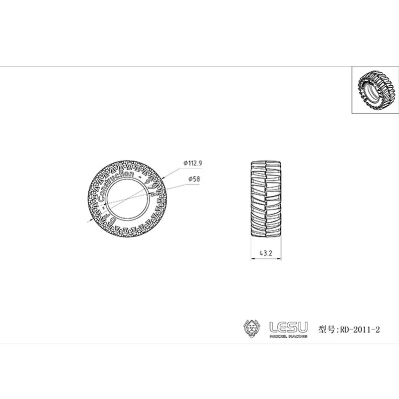 Lesu Modell für Simulations-LKW-Modell, Traktor-Reifen, Leder, RD-2011, Reifen vorne und hinten, Lesu Hochwertiger Gummi – Detail 2