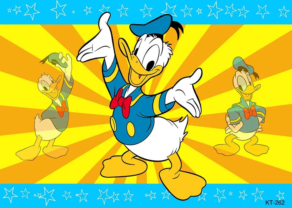 Birthday Donald Yellow Duck Party Decorations Blue Baby Shower Background for Boy Happy Birthday Donald Duck Backdrops for Kids