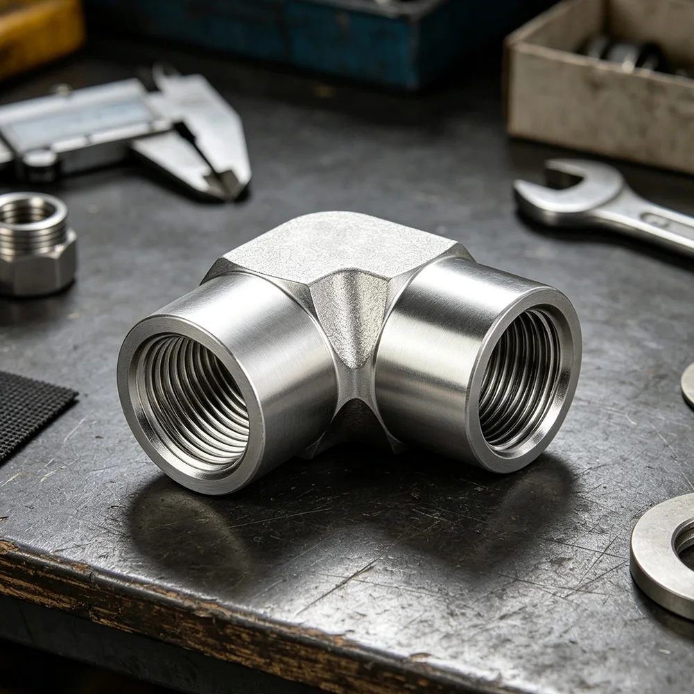 304 SS 3/4in NPT Female x Female 90 Degree Elbow High Pressure Pipe Fitting for Water Oil Gas and Steam Systems