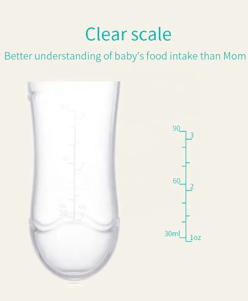 Hot Selling Babyvoeding Siliconen Fles Met Lepel 3 Oz Voedsel Doseerlepel Voedsel Knijp Lepel voor Jongens Meisje Kinderen Peuters