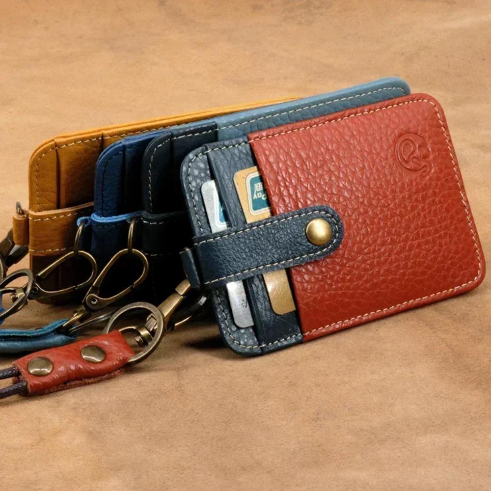 Retro etui na karty pracownika ze smyczą na szyję 49 cm Skóra bydlęca Oryginalne skórzane etui na karty Etui na personel Identyfikator autobusu Wizytówka