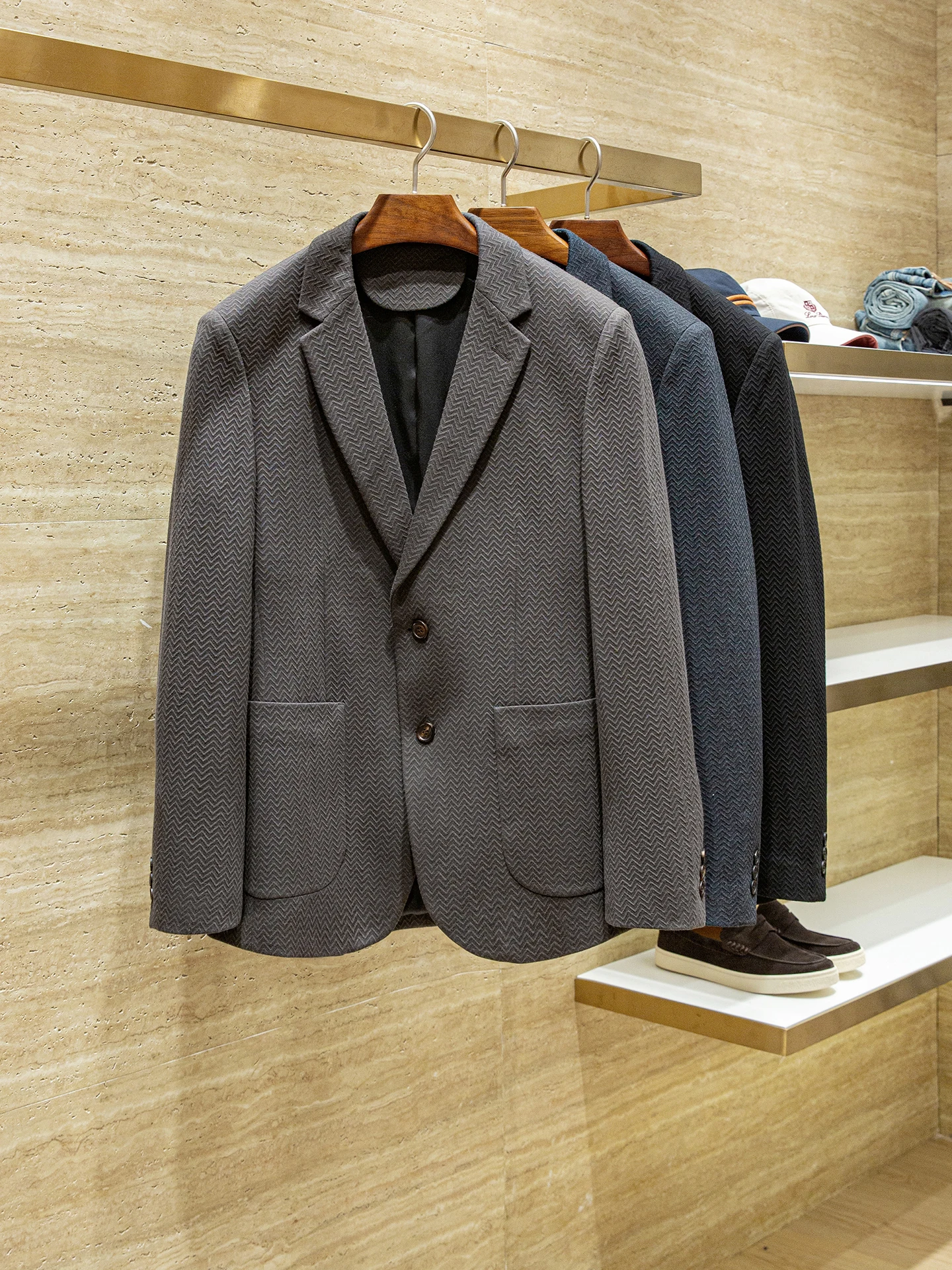 ZZ herringbone texture men's casual suit blazer