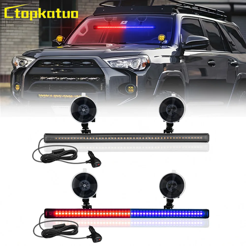 

48LED Strobe Police Lights Car Emergency Warning Lamp Auto Windshield Lights Bar Roof Top Flashing Red Blue Car Light Accessorie