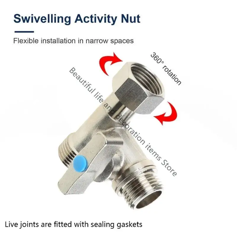 XX9B Tees Stop Valves 1/2X1/2X1/2'' Compression Shut Down 3 Way Diverters Connector