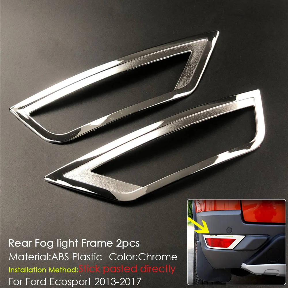 For Ford Ecosport 2013 - 2017 Car Accessories Front Rear Fog Lamp Brake Light Trim Decorative Cover Sticker ABS Plastic Chrome