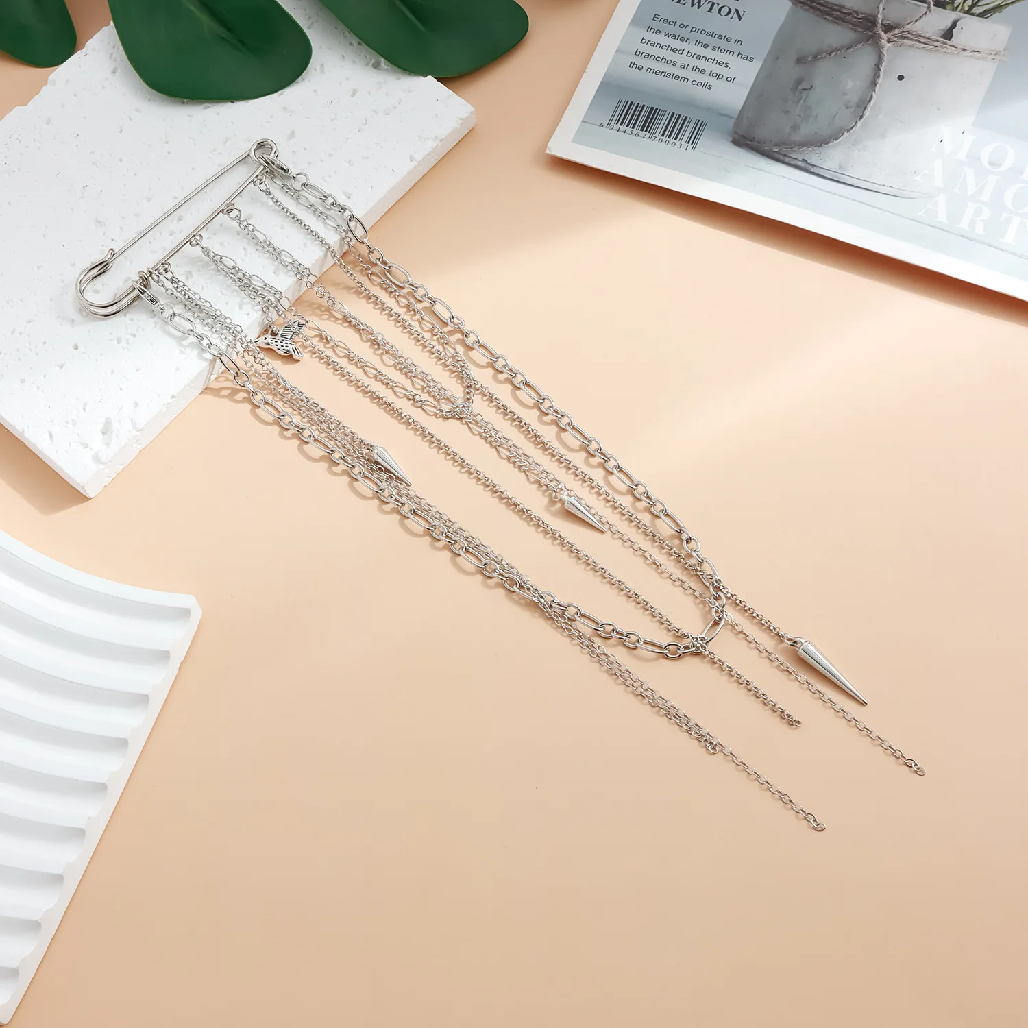 Cross-border accessories, flirty girl style, subculture long fringe necklace, unique design, two-wear accessory