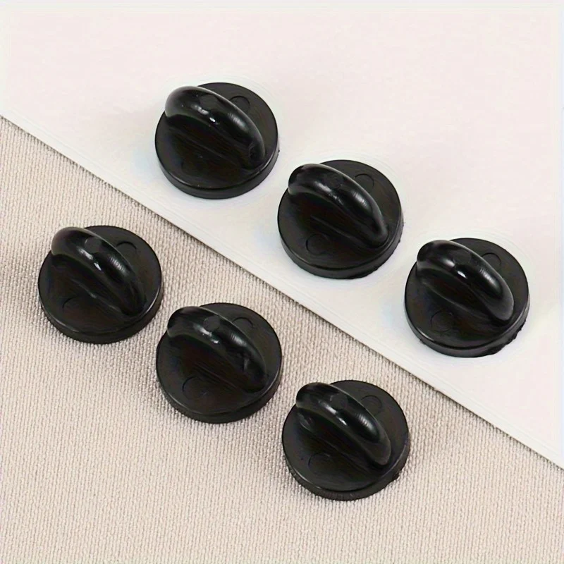 10pcs Black & Clear PVC Rubber Pin Backs - Butterfly Clutch Tie Tack Lapel Holders with Secure Clasp Cap Keepers