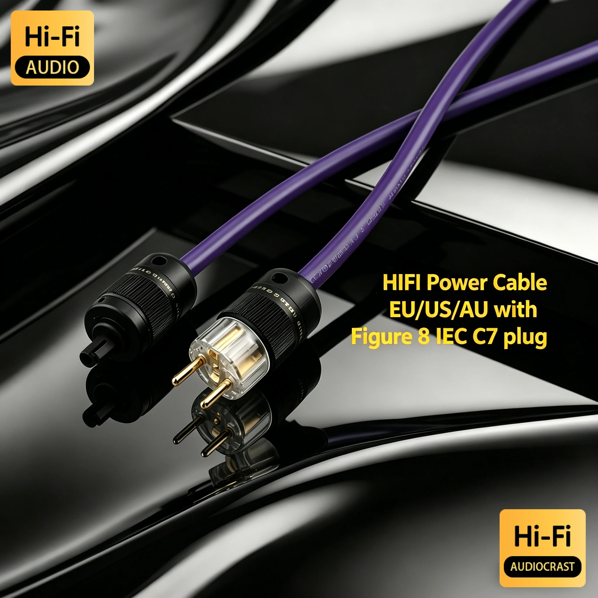 P118 HIFI Audiophile Power Cable, EU US AU Schuko to Figure 8 IEC C7, High-End Audio Extension Cord for Amplifier CD Player