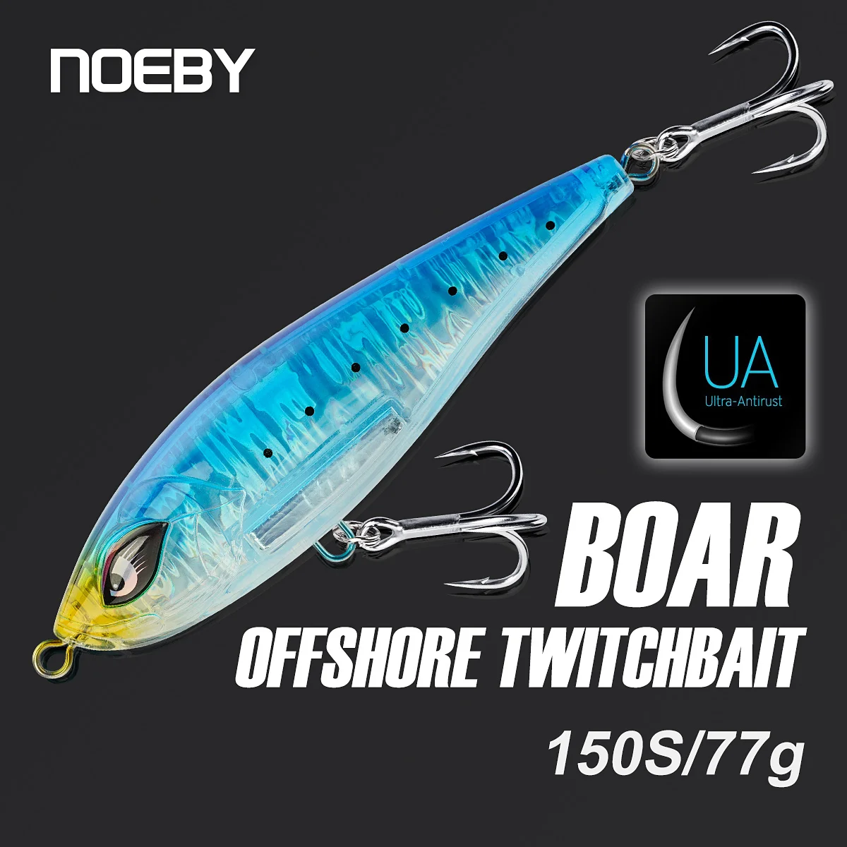 

Noeby-Offshore Fishing Lure, Sinking Pencil, Heavy Duty, 4X Hooks, Artificial Hard Bait Stickbait, Fishing Lures, 150mm, 77g