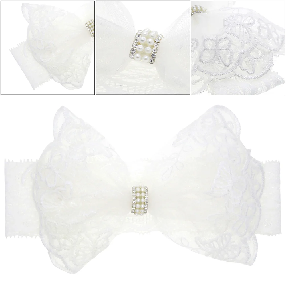 

Rhinestones Bow Headband Baby Girl Pearl Hairbands Lace Headbands Infant Headdress