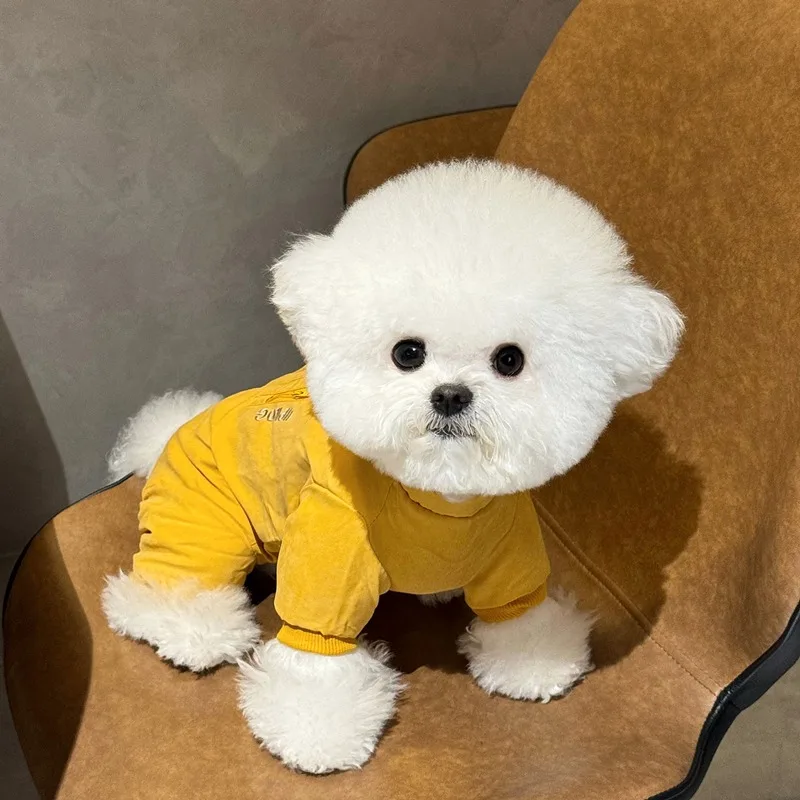 

Solid Color Pet All Wrapped Cotton Coat Protect Belly Teddy Four Feet Clothes Bichon Winter Warm Clothes Thickening Dog Clothes