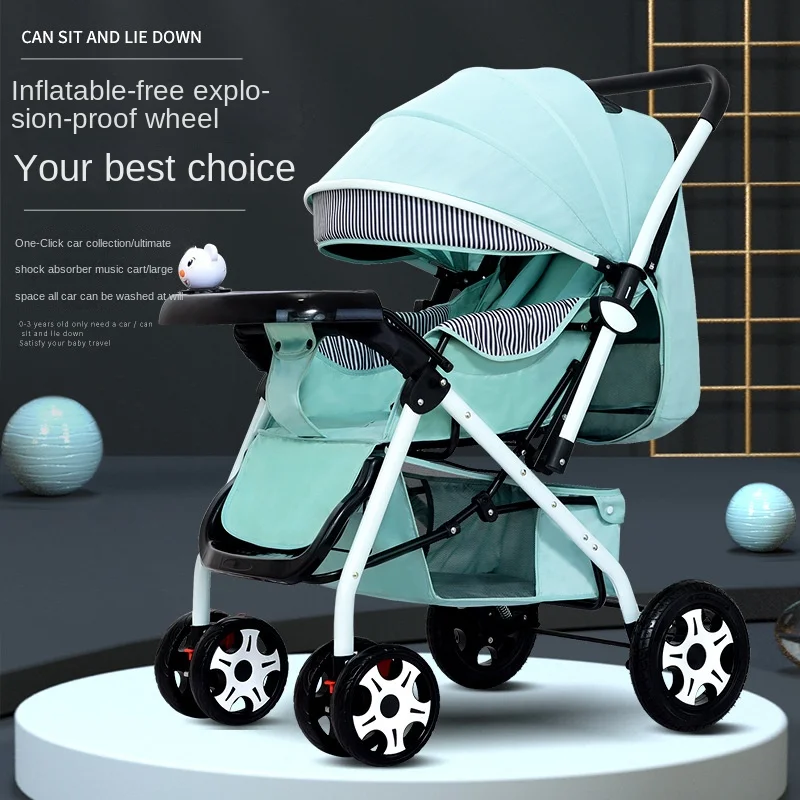 Can Sit Reclining Stroller High Landscape Two-way Folding Stroller Wide Space Shock-absorbing Stroller Baby Strollers