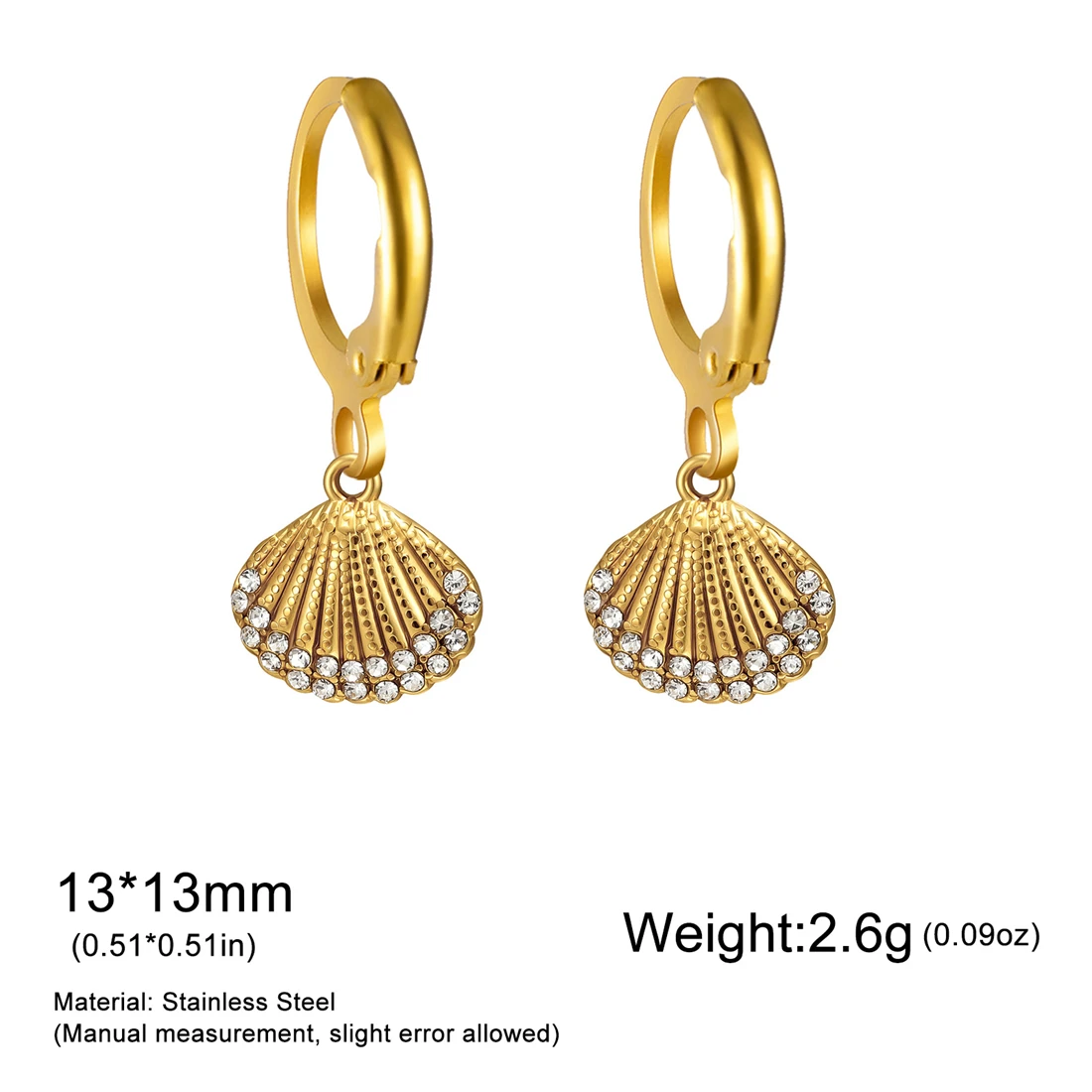 Eueavan Zirkon-Seestern-Muschel-Creolen aus Edelstahl, geometrische Ohrringe für den Sommerurlaub am Strand, für Damen, Party-Schmuck, Geschenk – Detail 29