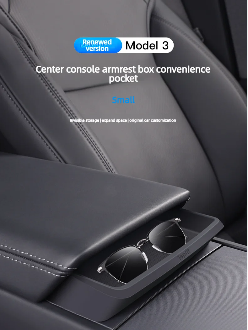 Center Console Storage Box For Tesla Model 3 Highland Armrest Organizer Pocket Convenient Stowing Tidying Interior Accessories