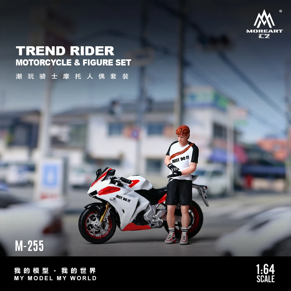 *Pre-Order*MoreArt 1:64 Trendy Knight Motorbike Figure Set Resin Model Realistic Mini Figurine Diorama Layout Accessory view 4
