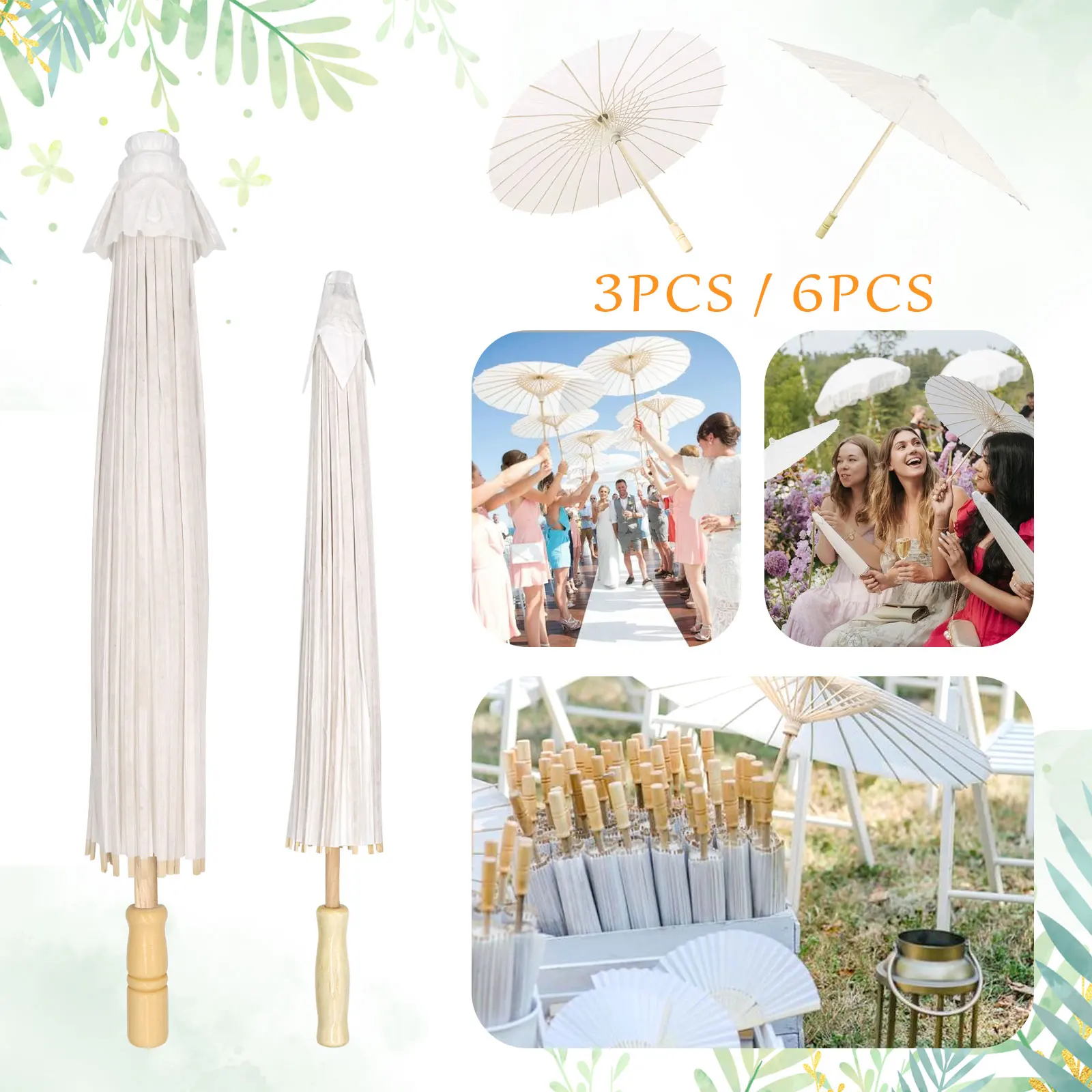 

60/84cm Wedding paper umbrellas Wooden handle White DIY Chinese Paper umbrella For Baby Shower Party Wedding Photography Props